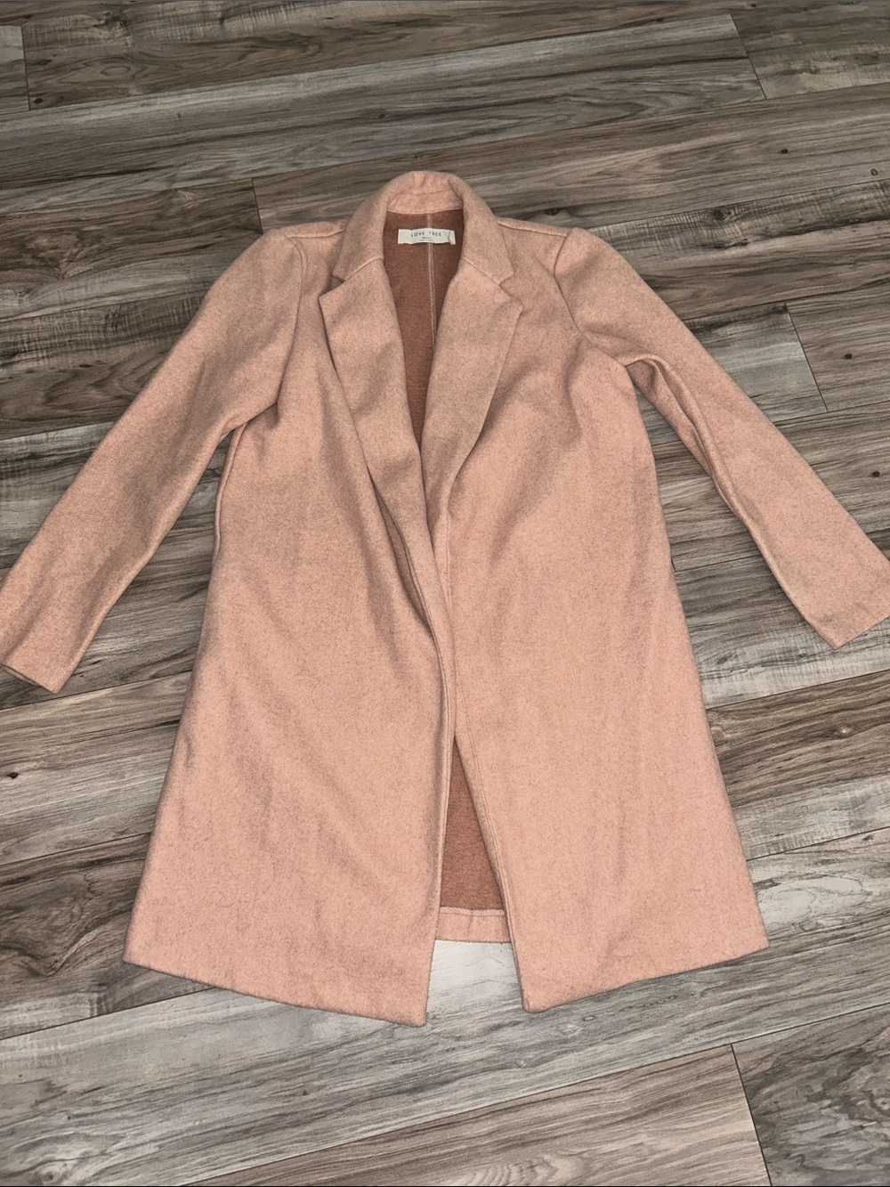 Women's Open-Front Pale Pink Long Coat size S